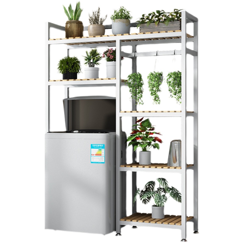 洗衣机置物架落地阳台储物架卫生间多层收纳架滚筒上方架子翻盖