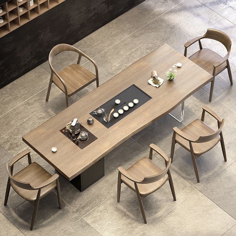 实木亚克力大板茶桌椅组合带柜子功夫茶盘茶台一体办公室客厅泡茶