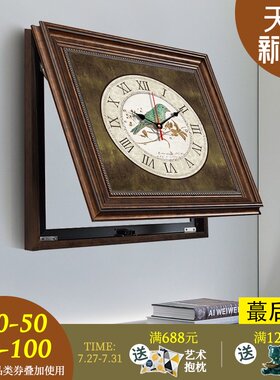 配电箱电表箱装饰画m钟表家用遮挡箱电盒免打孔美式客厅挂画动物