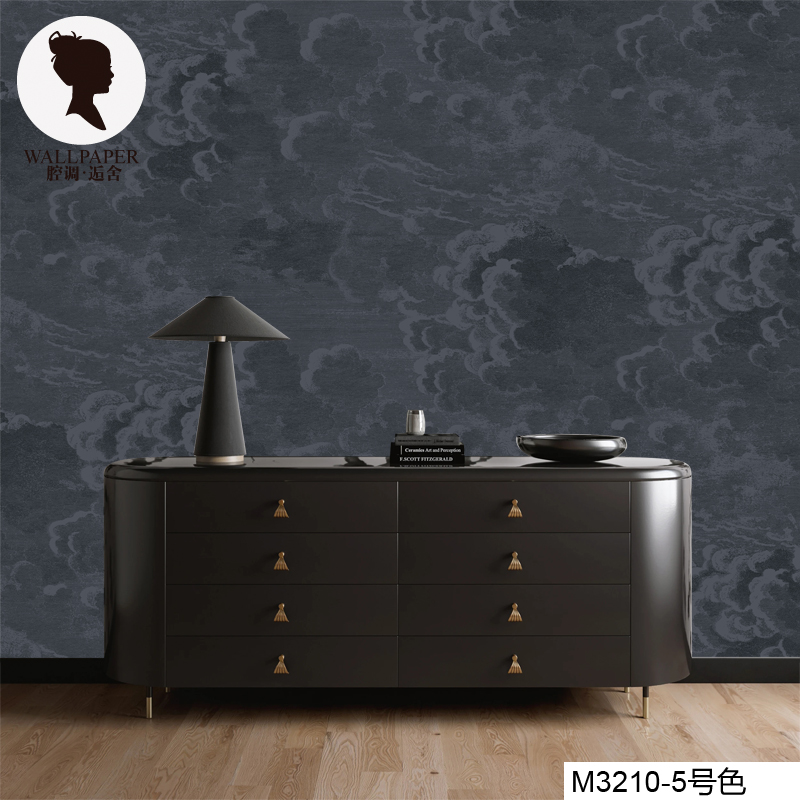 腔调网红乌云去朵大气艺术办公室壁画客厅墙布壁纸民宿客厅M3210