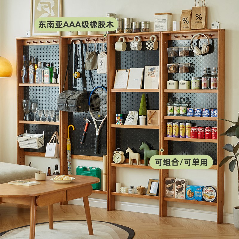 洞洞板薄柜实木置物架落地门后缝隙超薄窄柜11cm免打孔芝士收纳柜