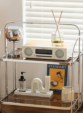 中古小推车网红ins客厅沙发边几小茶几可移动餐车置物架玻璃推车