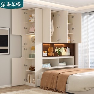 床尾夹缝衣柜侧面窄立柜卧室床边柜书柜一体收纳储物柜定制9A54