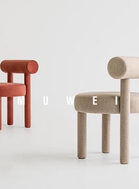 TY40#法式奶风绒布艺7餐椅家用in油s风餐厅书房书TY407#卧室女生