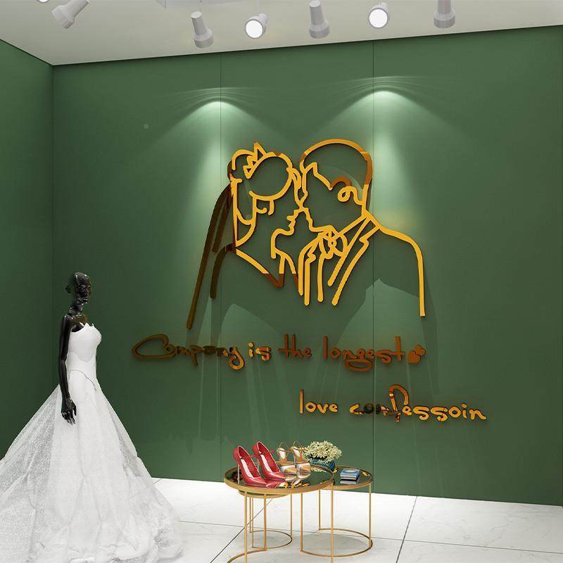 臻选网红婚纱装饰品店婚介公司背景婚婚形庆象墙面贴画恋F995S95S