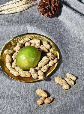 手工铜盘收纳高感黄级铜圆托盘关锤纹IIK金属盘玄收盘创意轻纳奢