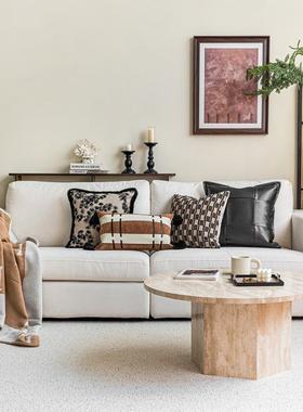 法式中古米黑色色客厅发抱枕搭沙配组合新中式床头靠YHZ垫腰咖靠