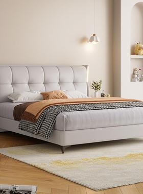 现代简约双人床奶风床1.5XMY66800态米北欧.小户型油床生皮床18米