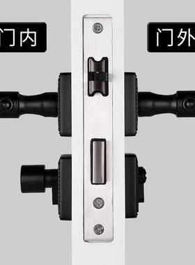 美式黑色音锁分体轻锁奢室内北南瓜把手欧式亮金PVD房门门锁卧室