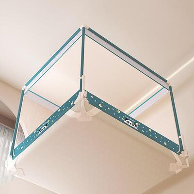 新款2508围栏级卡扣防坐蚊帐家用卧室三开门免安儿装童蒙摔古包床