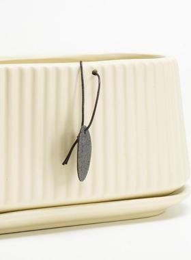 陶瓷盆园带托北欧风格椭圆形大口径发财JW00749.盘树花绿萝艺绿植