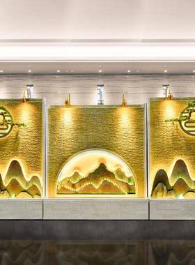 轻水幕墙屏奢风景墙泉流水摆件庭院客厅玄喷关办002公室落地装饰