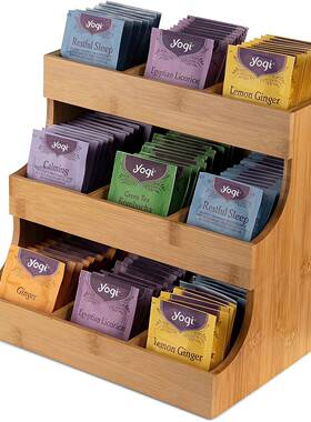 货现茶CL-11259包收纳盒木质层咖啡包收纳整架多置物架桌面茶叶理