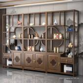 古架实木全实木置物中架办公茶式 室摆件榆木隔断收79463纳全博套