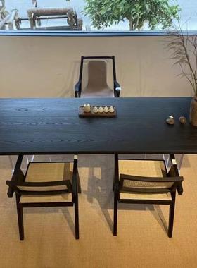 板白蜡木碳化板黑色木板台EEV实餐桌茶桌茶木桌面实木板原木大板