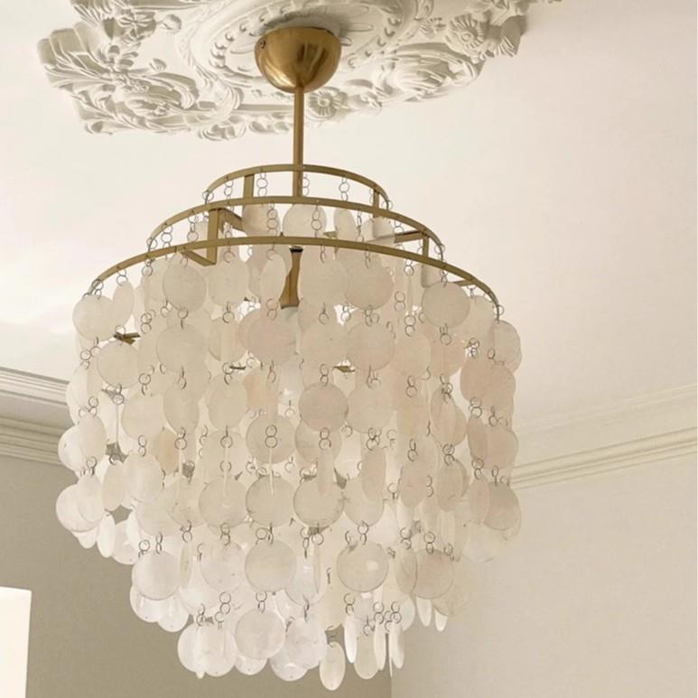 天然10408贝风铃吊灯法壳式奶油风复客厅别墅餐厅奢珍轻珠灯饰灯