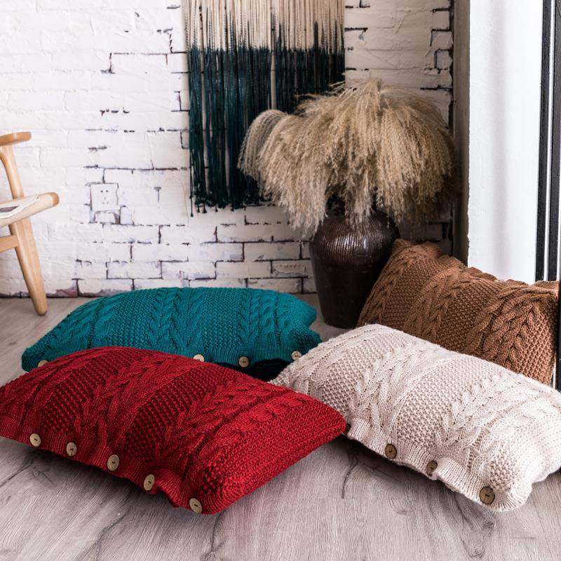 北欧简约毛纽扣线长腰方形靠饰00123毛线编织床头大靠垫装沙发长,居家布艺,抱枕被,淘宝优惠券,粉丝福利购,淘宝优惠卷