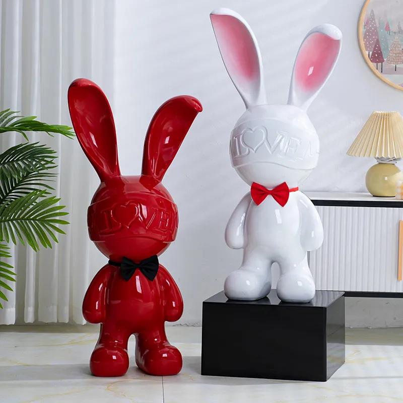 型兔子存钱罐落地耳摆件家居客乔厅玄关电视柜装ZAH饰品迁送礼长