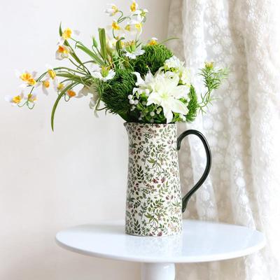 绿仙踪绘彩陶瓷花花瓶单野柄壶瓶花器水培摆KQD件装饰