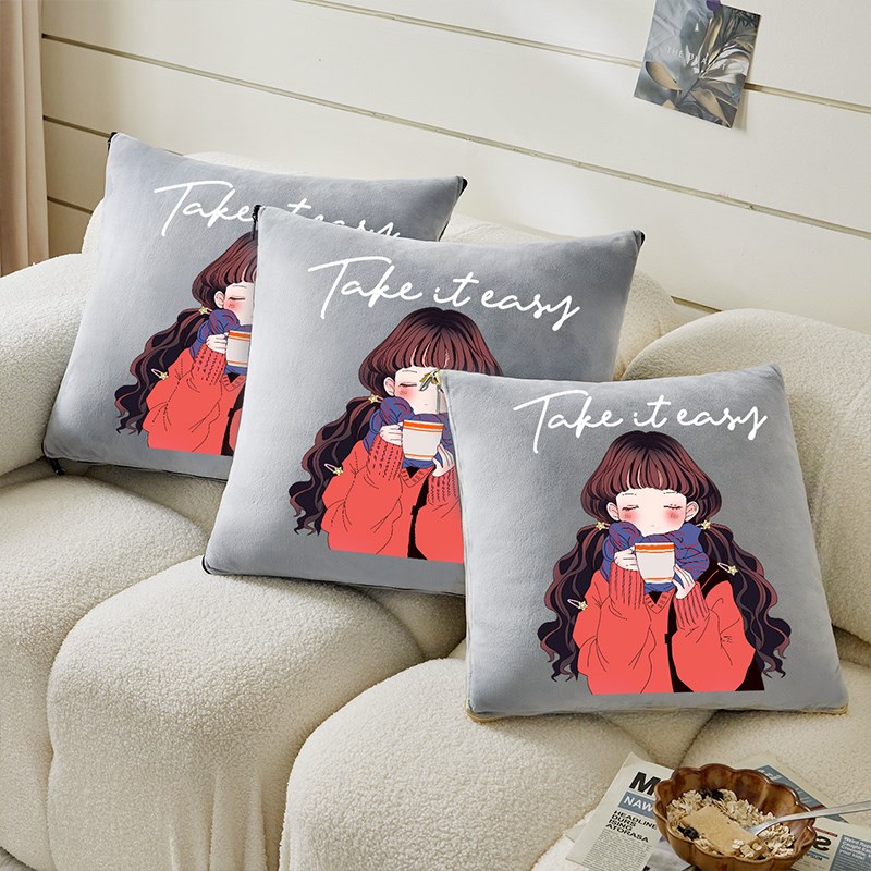 抱枕被子折叠办公室午睡r二合一两用抱枕毯子沙发汽车车用靠枕定