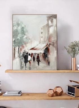 头工厂20578术饰手绘油画轻奢北欧风街景壁画挂画客源厅艺背景墙