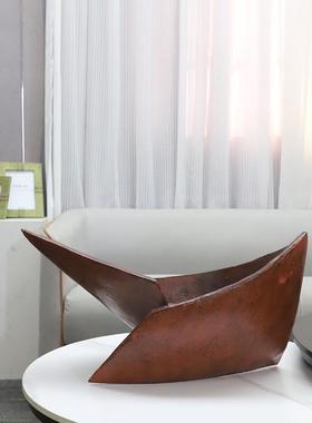 现代简1056约抽象折纸船几何形树状脂摆件厅关酒店玄电视柜家客居