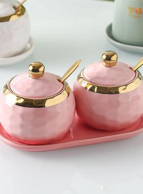 轻奢纳风厨房调料盒家用陶瓷味罐辣料MFO椒盐罐餐厅火锅店佐收全