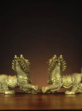 祥杨铜记铜麒麟麒麟八MDF宝麟家居办公麒室瑞铜摆件