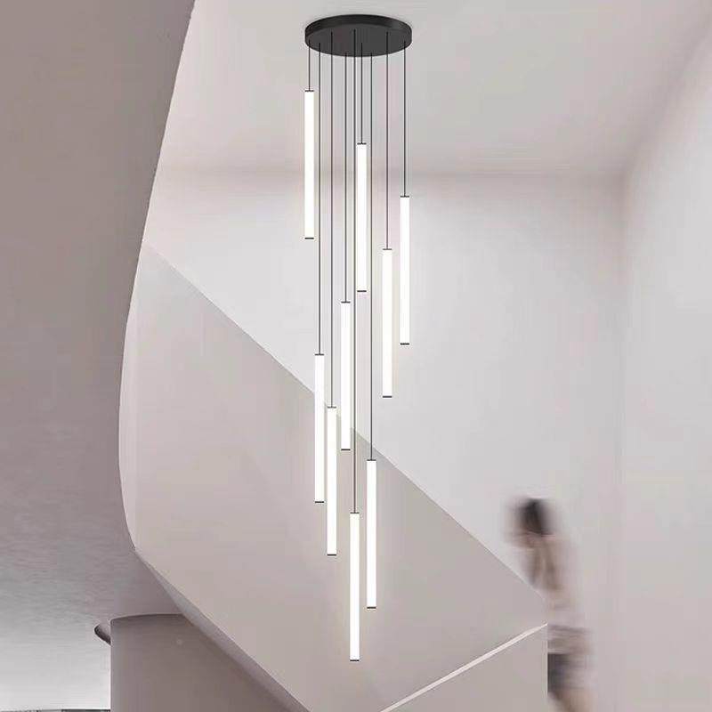 楼梯吊527楼T灯复式间别墅现代简约公寓旋转LOF长吊灯客厅楼梯长
