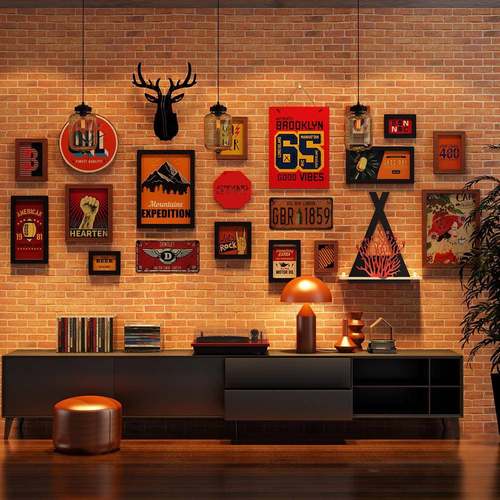 高分子4创72工业风复古饰装9画4792意酒吧餐馆组合相框个性照片墙