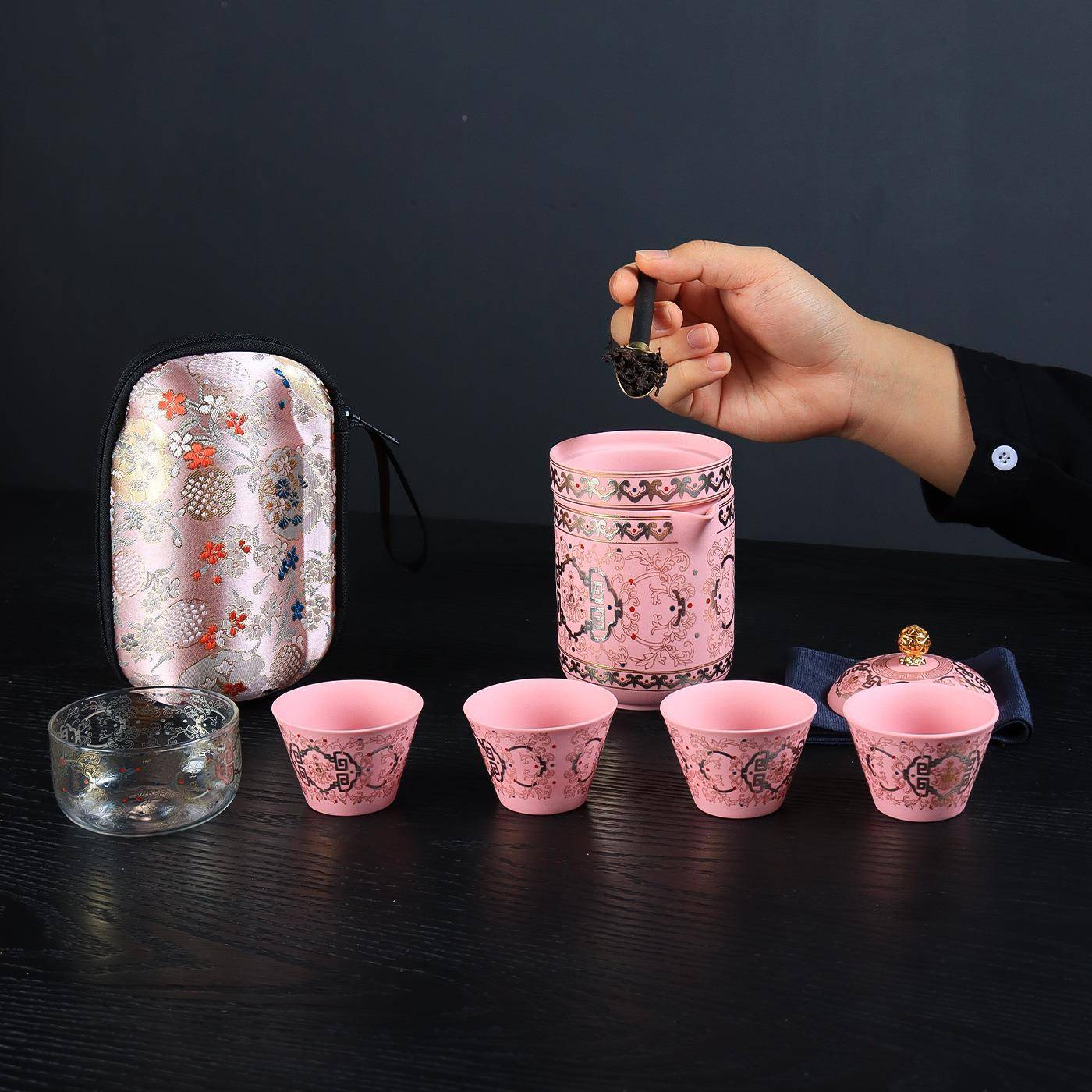 紫砂女士旅行具套离装外一壶五杯便携式茶一壶Z-5五杯茶水分户快