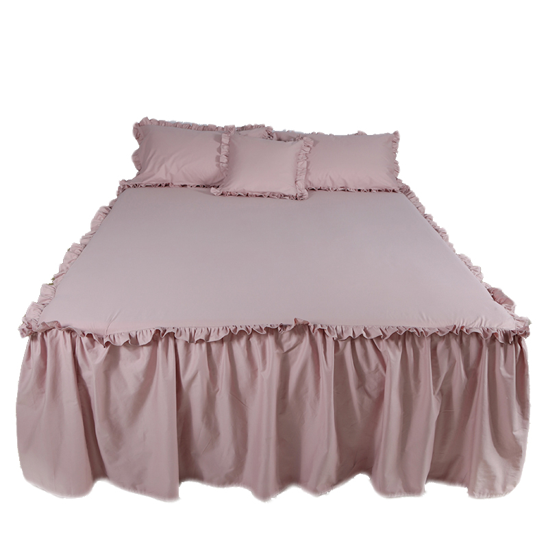 白色纯棉公主床裙单件防滑裙式床套欧式花边N少女全棉床罩床笠床