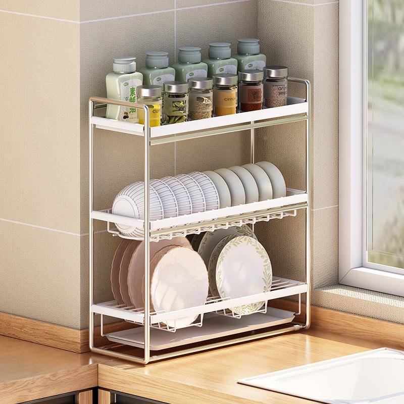 不锈钢纳厨房置物架碗架沥水置架壁挂PHE墙上多层物碗架盘碗碟收