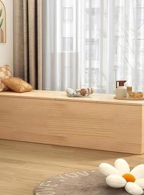 飘窗柜储物柜实柜木阳台收纳柜杂矮地卧松木榻JUG榻米床边物室长