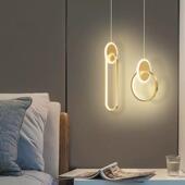 卧室床网头吊灯现代墙简约轻创意餐厅红北欧奢764背景新款 吧台极