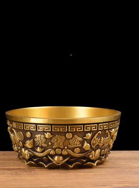 宏达黄八元铜加厚宝聚拉丝聚宝宝盆玄关聚泰卦铜盆全礼品摆件