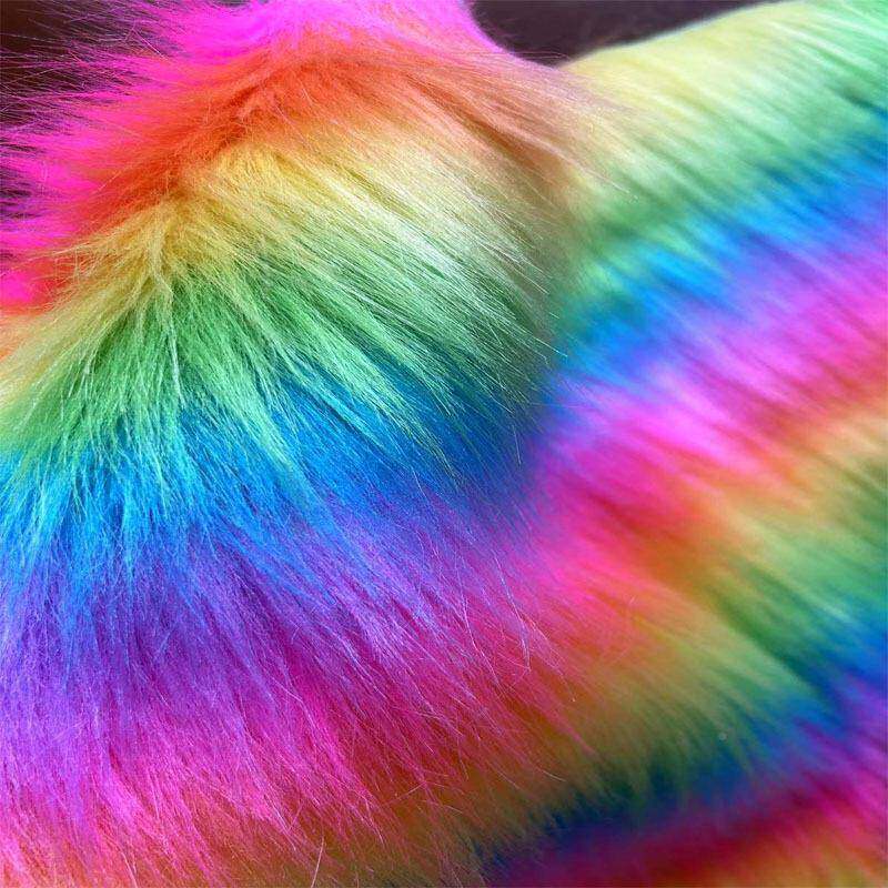 供应造六色SFX花提花海派长毛绒六色提彩色滚束毛彩色人仿皮草面