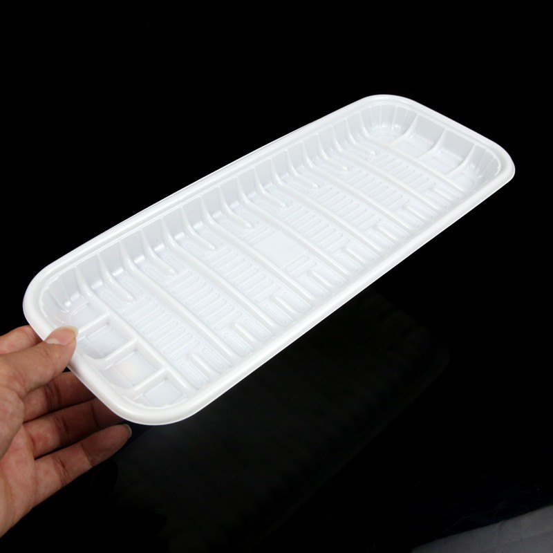 长方形一次性托盘白色PP塑料x超市带鱼类黄瓜生鲜海鲜打包盒3313