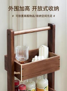 家居多置物架置XPDF-MD层零食储物用品收纳架落地加宽胡桃木中质