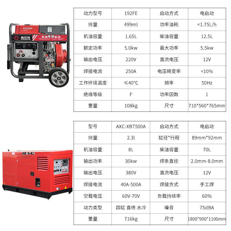 柴油交直流工程户外家用工级便捷移电动式发电焊业41835一体2机20