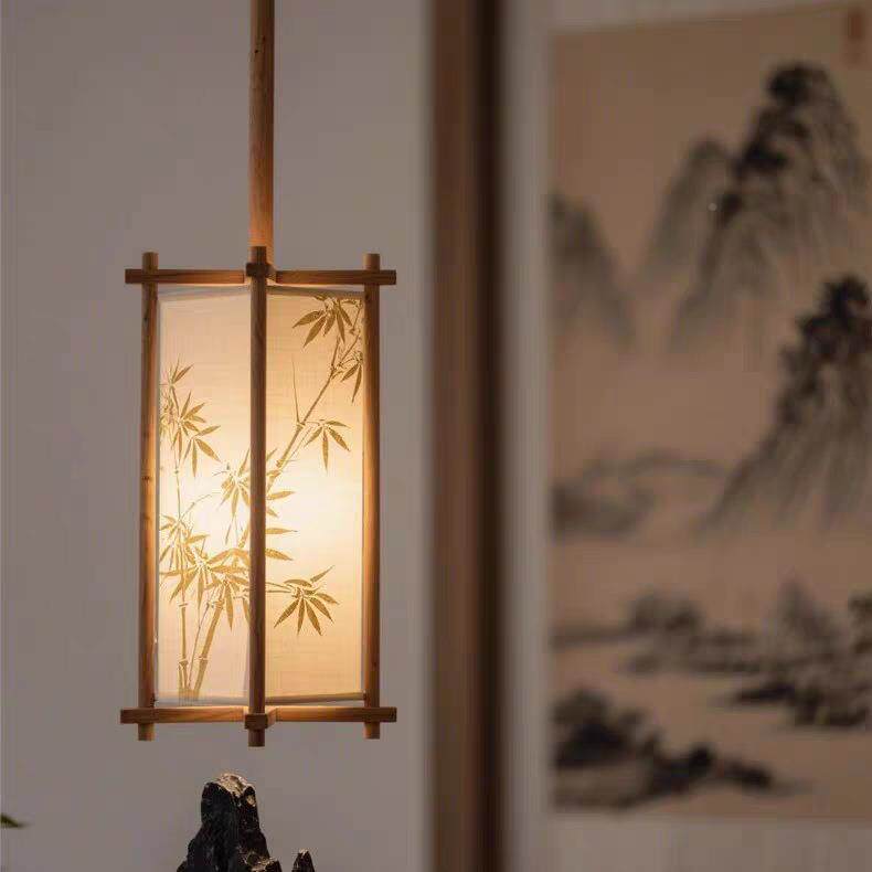 宋代美学极简台茶室灯具卧民室吧宿玄关过道手竹叶装733饰布艺绘
