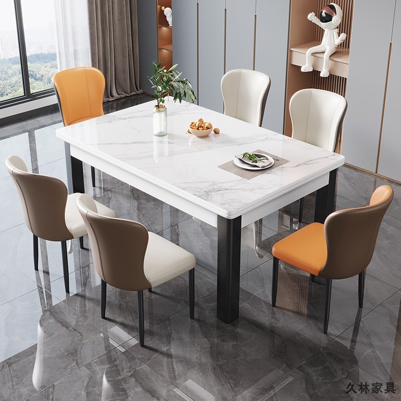 岩板餐桌椅2024m新款轻奢简约现代实木长方形餐桌家用小户型饭桌