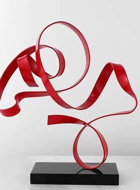 简约轻艺术飘带摆件意样板房装饰创家柜居电视QLS玄关搭配软装奢