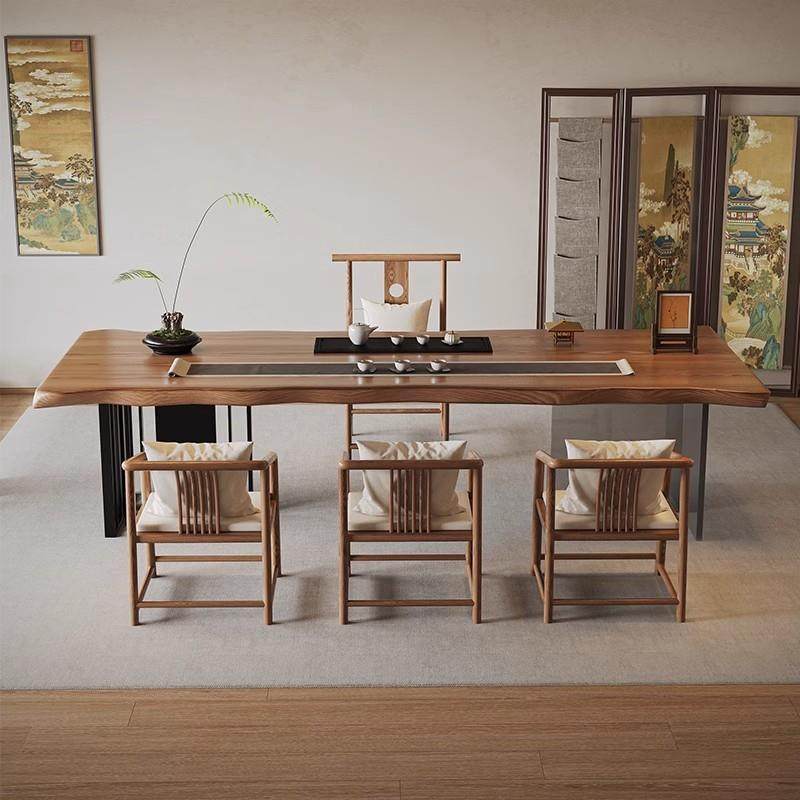 实木大ELS新中式茶桌椅板组合一代桌五椅奢轻宋美学茶台禅意大板,商业/办公家具,茶台/茶桌,淘宝优惠券,粉丝福利购,淘宝优惠卷