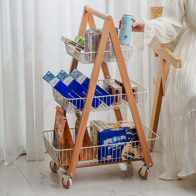 家用推车小客厅可移动物零食架收纳置物架实储木多层收纳A13-351B