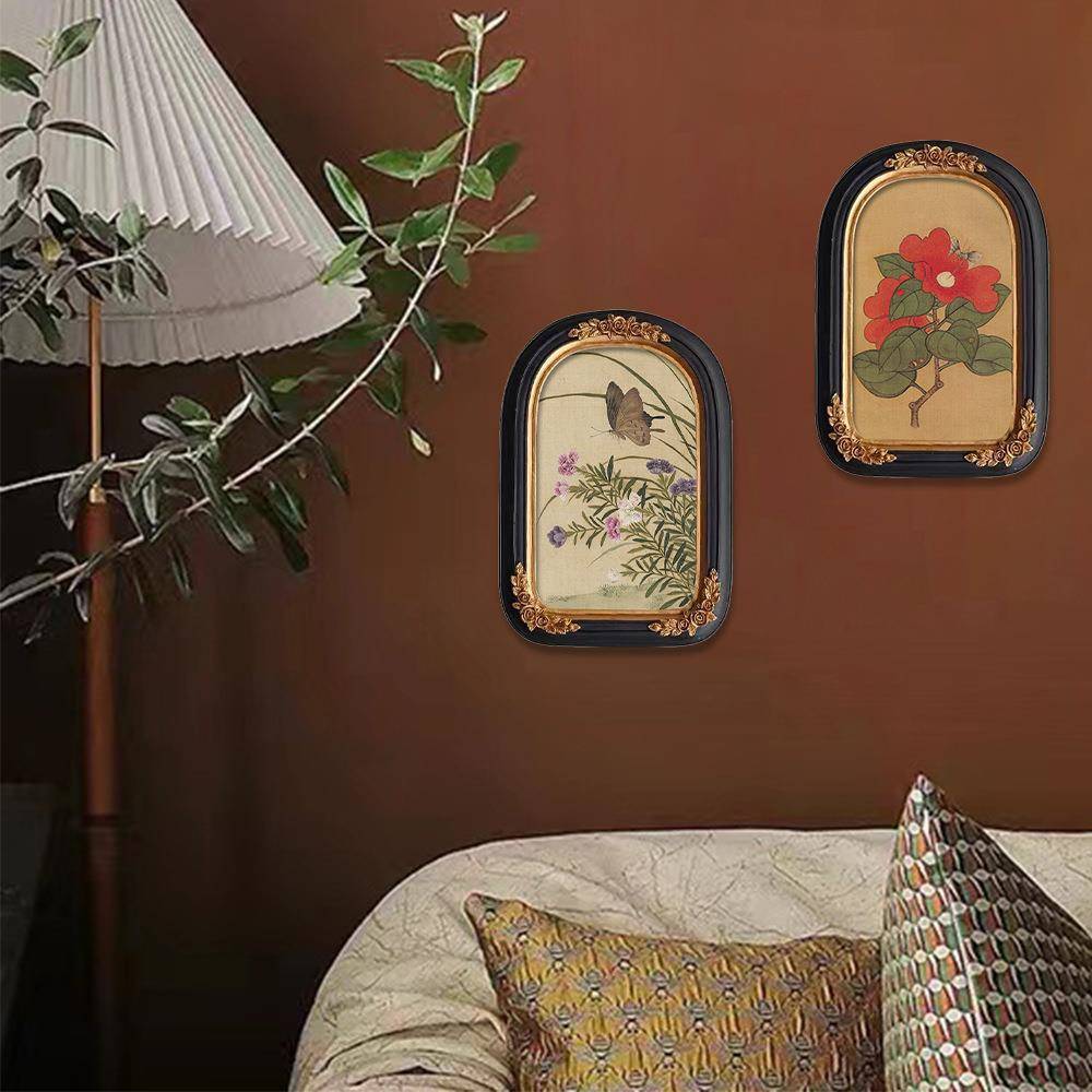 法式混搭旧中美古AEG小众古典复古怀装画法式植物花卉饰拱形框式