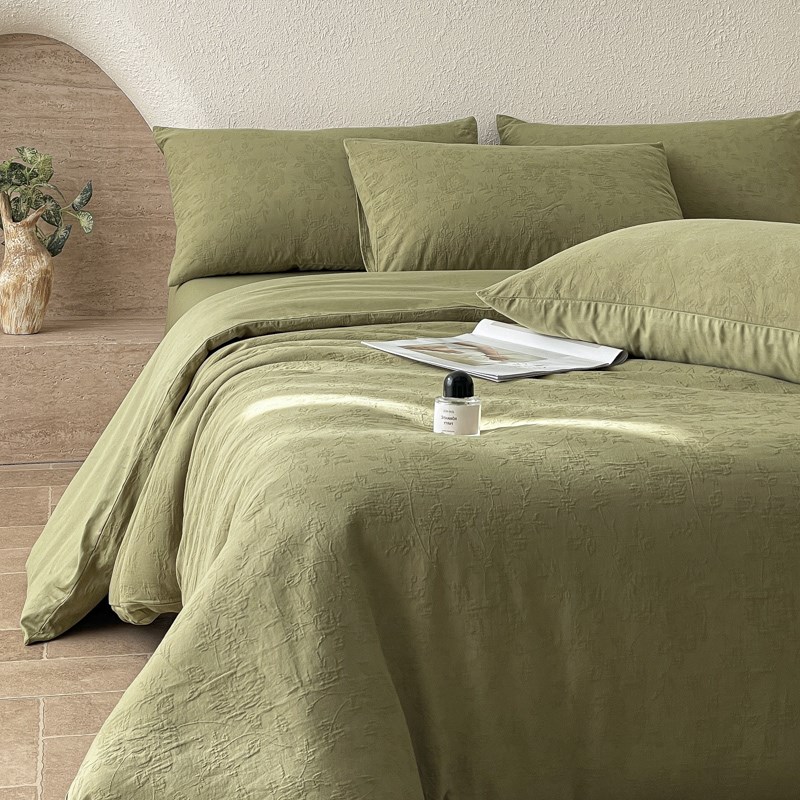 A类色织提花三层纱四件套全棉100纯棉水洗棉被套床单高端床上用品