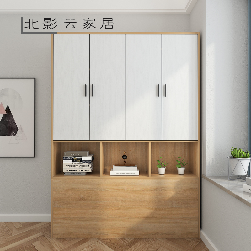 现代简约床尾柜储物开门柜挂衣橱省空间床尾立柜加顶柜衣柜可定制