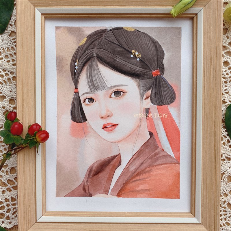 水彩画纯手绘定制画像人物肖像情侣头像肖像文艺装饰文艺插画礼物