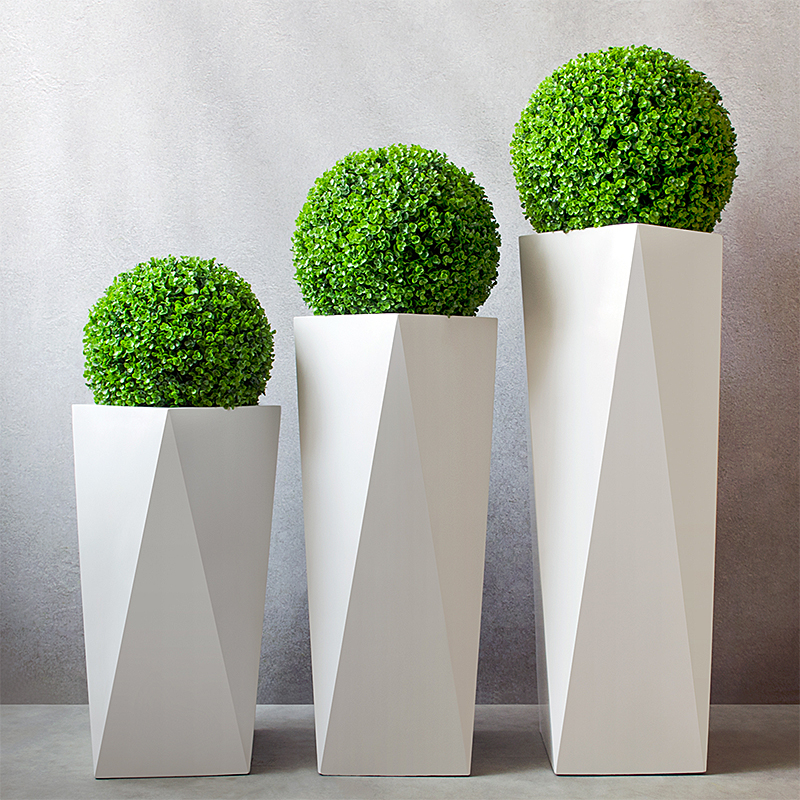 现代简约玻璃钢落地大花瓶售楼处样板房家居装饰品插花艺菱形花器